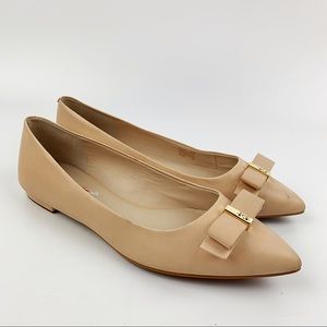 COLE HAAN Nude Pink Leather Ballet Bow Flats 9.5